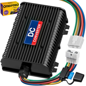 OMEIPMEO 48V-12V converter front view powering lights and accessories safely.