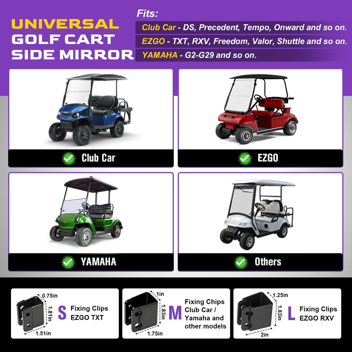 OMEIPMEO Club Car EZGO Yamaha compatible mirror integrates seamlessly.