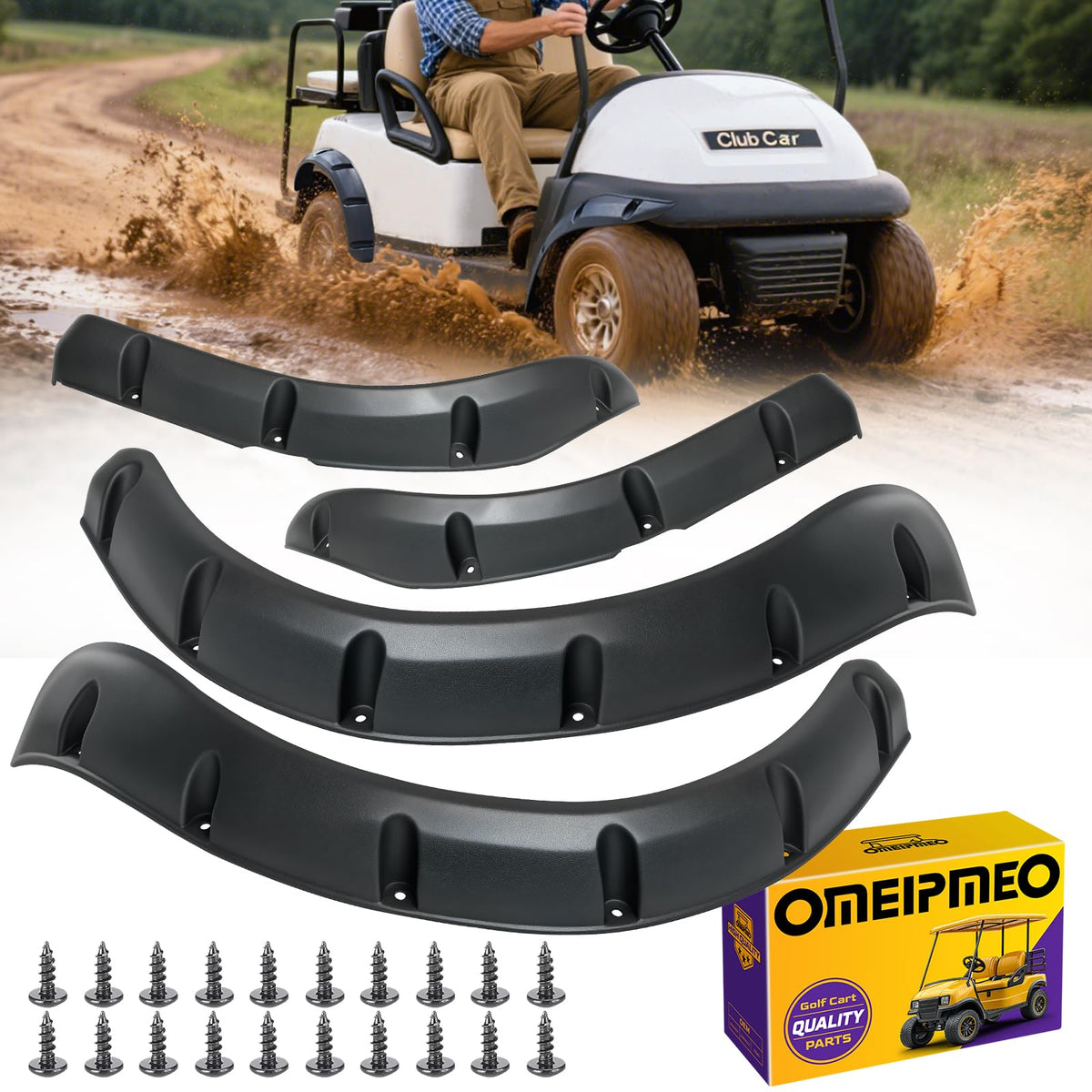 OMEIPMEO Club Car Precedent front-left fender flare protects against mud and debris.