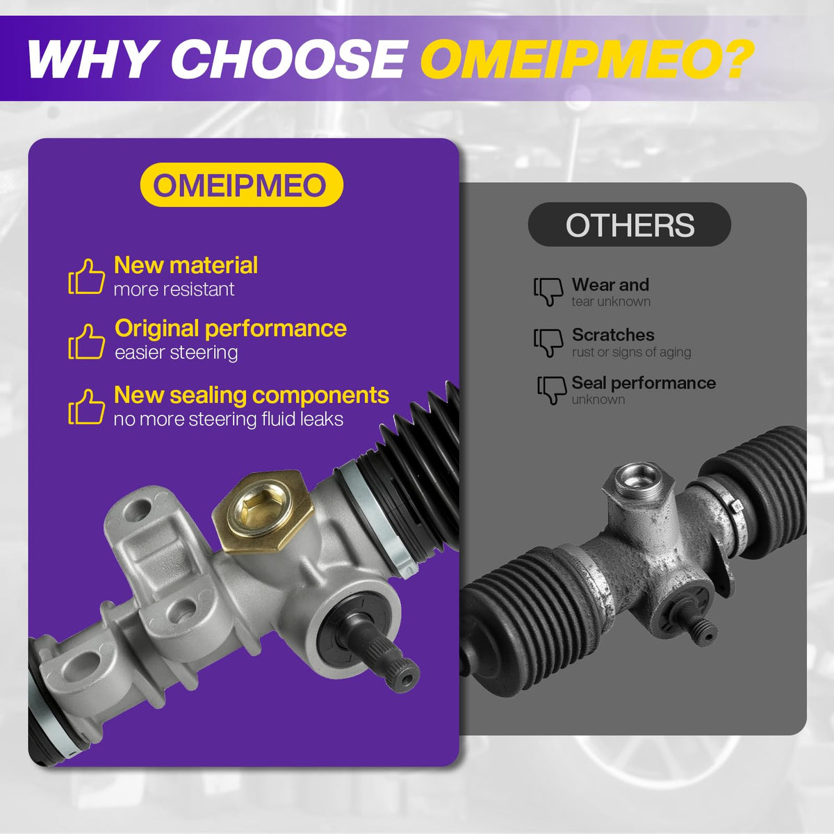 Sealed lubrication design minimizes maintenance for the RXV steering rack.