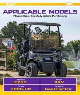 OMEIPMEO EZGO RXV windshield uses 5mm PC for clear visibility