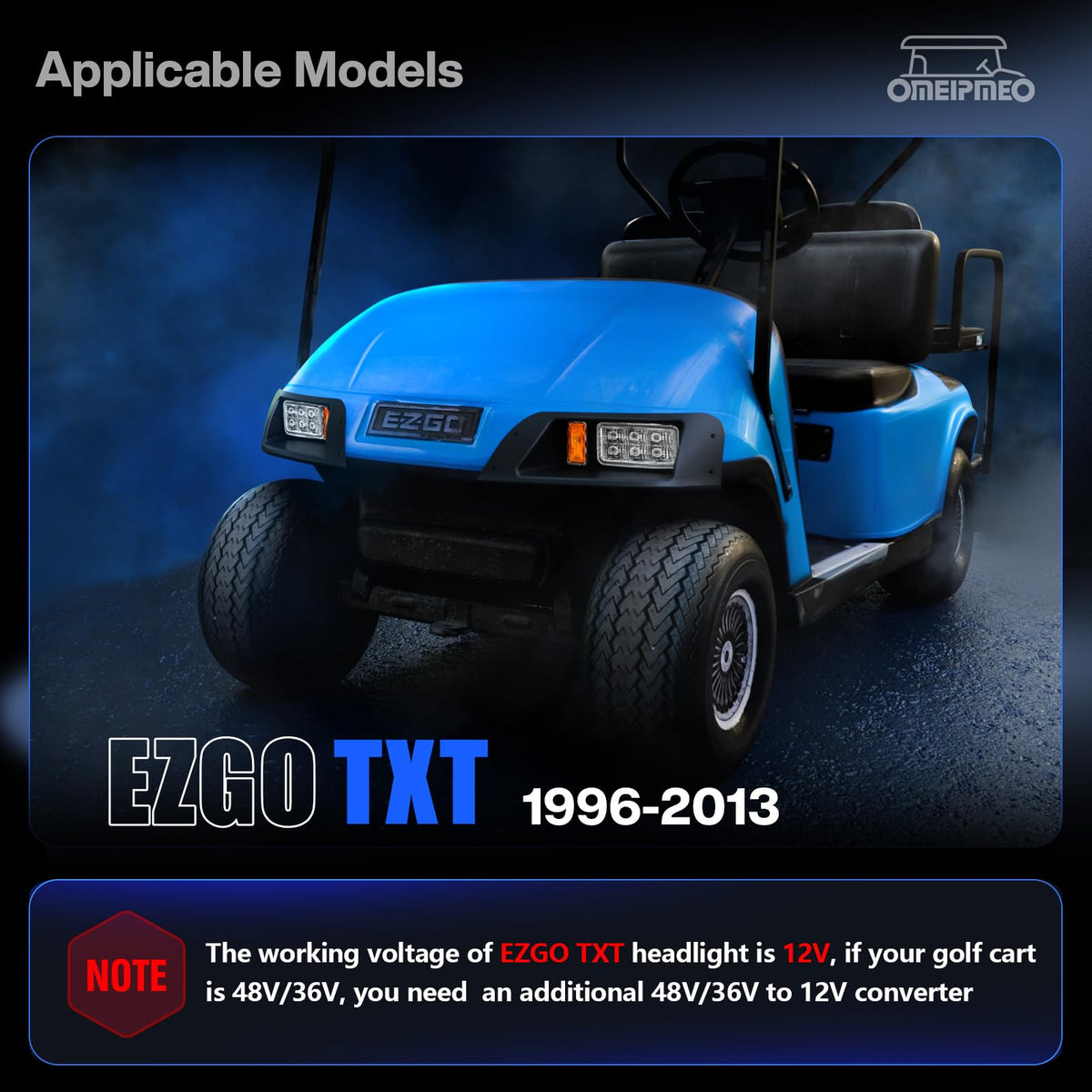 OMEIPMEO EZGO TXT LED headlight kit features durable ABS housing for rugged conditions.
