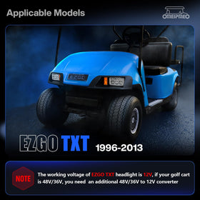 OMEIPMEO EZGO TXT LED headlight kit features durable ABS housing for rugged conditions.