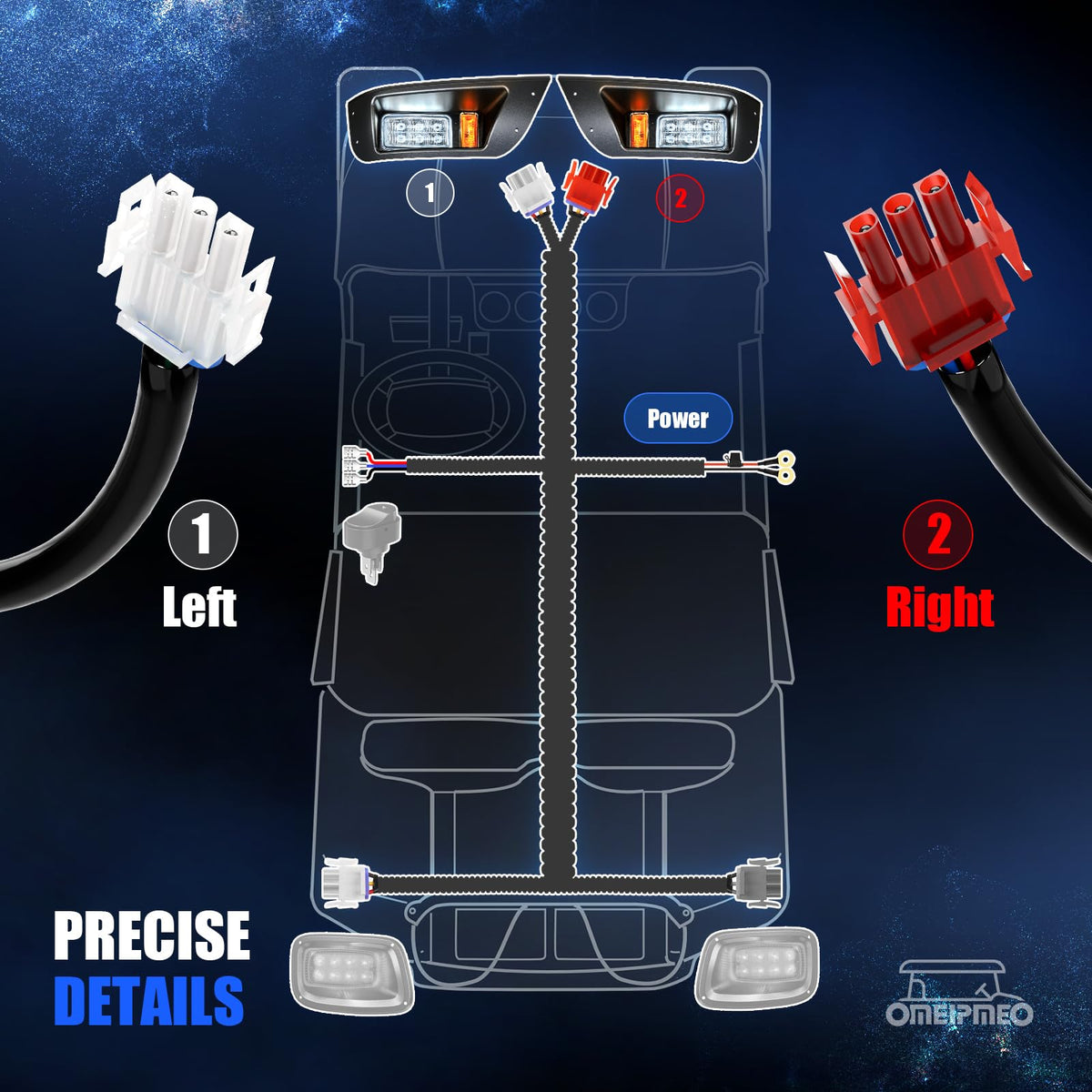 OMEIPMEO EZGO TXT LED headlight kit performs in diverse weather, delivering consistent illumination.