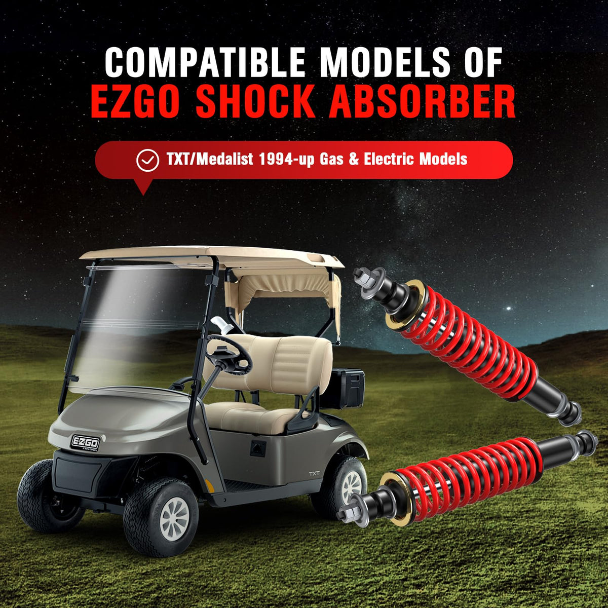 OMEIPMEO EZGO rear shock assembly improves ride comfort on bumpy roads