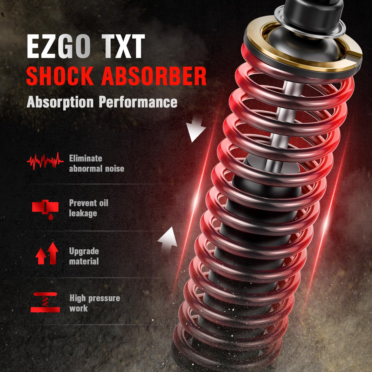OMEIPMEO EZGO TXT shocks springs close-up reveal heavy-duty spirals for better dampening