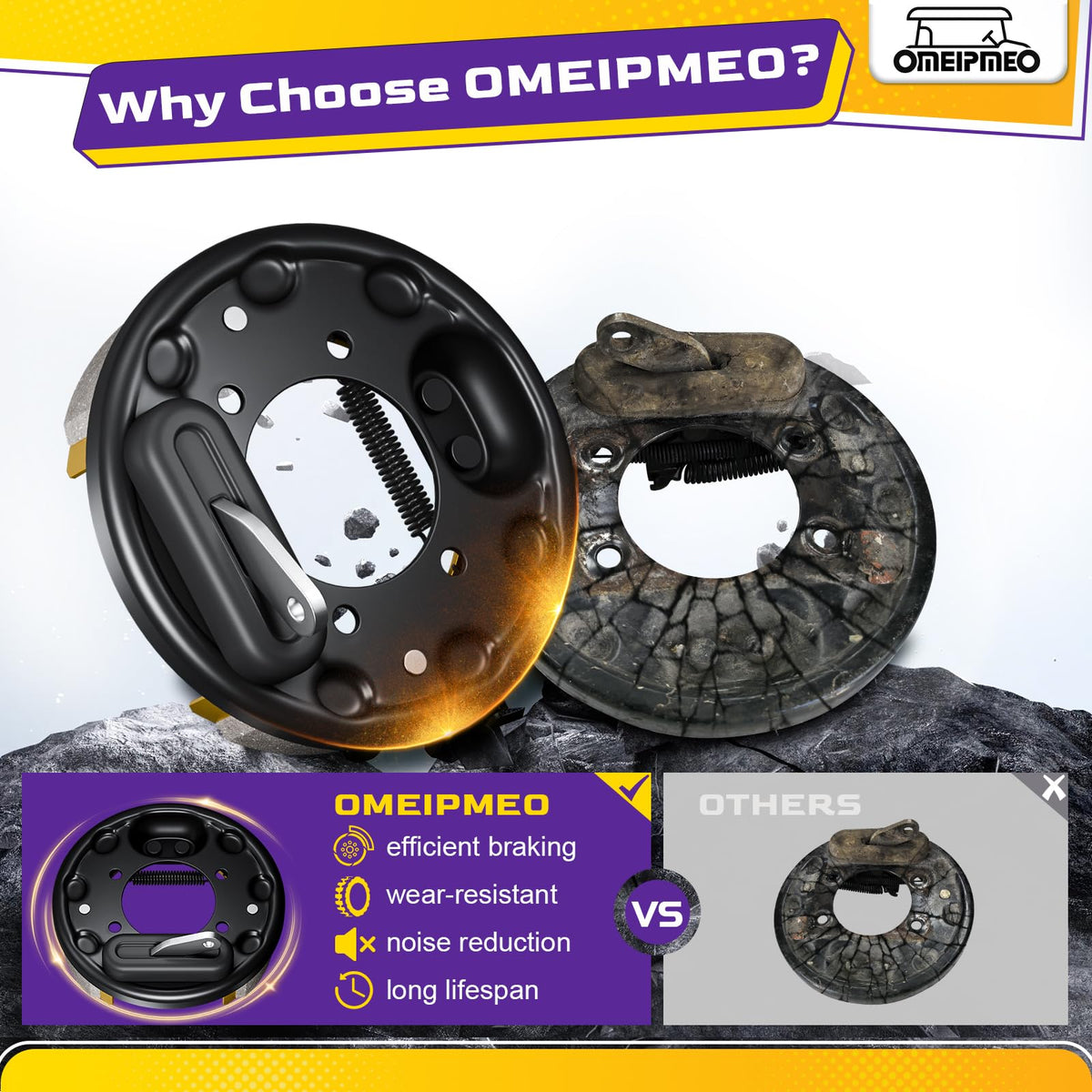 OMEIPMEO Yamaha G14–G22 brake assembly highlighting heat dissipation
