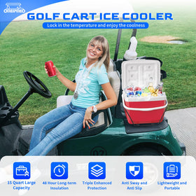 OMEIPMEO golf cart cooler with mounting brackets—secure installation for smooth rides.