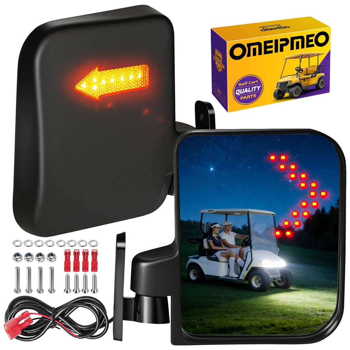 OMEIPMEO golf cart mirror left LED turn signal for enhanced daytime and nighttime visibility