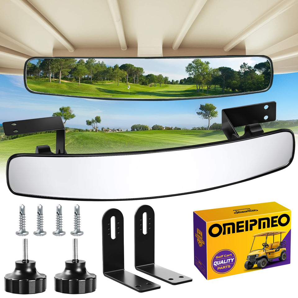 OMEIPMEO golf cart rear view mirror for safer driving with wide rear perspective.