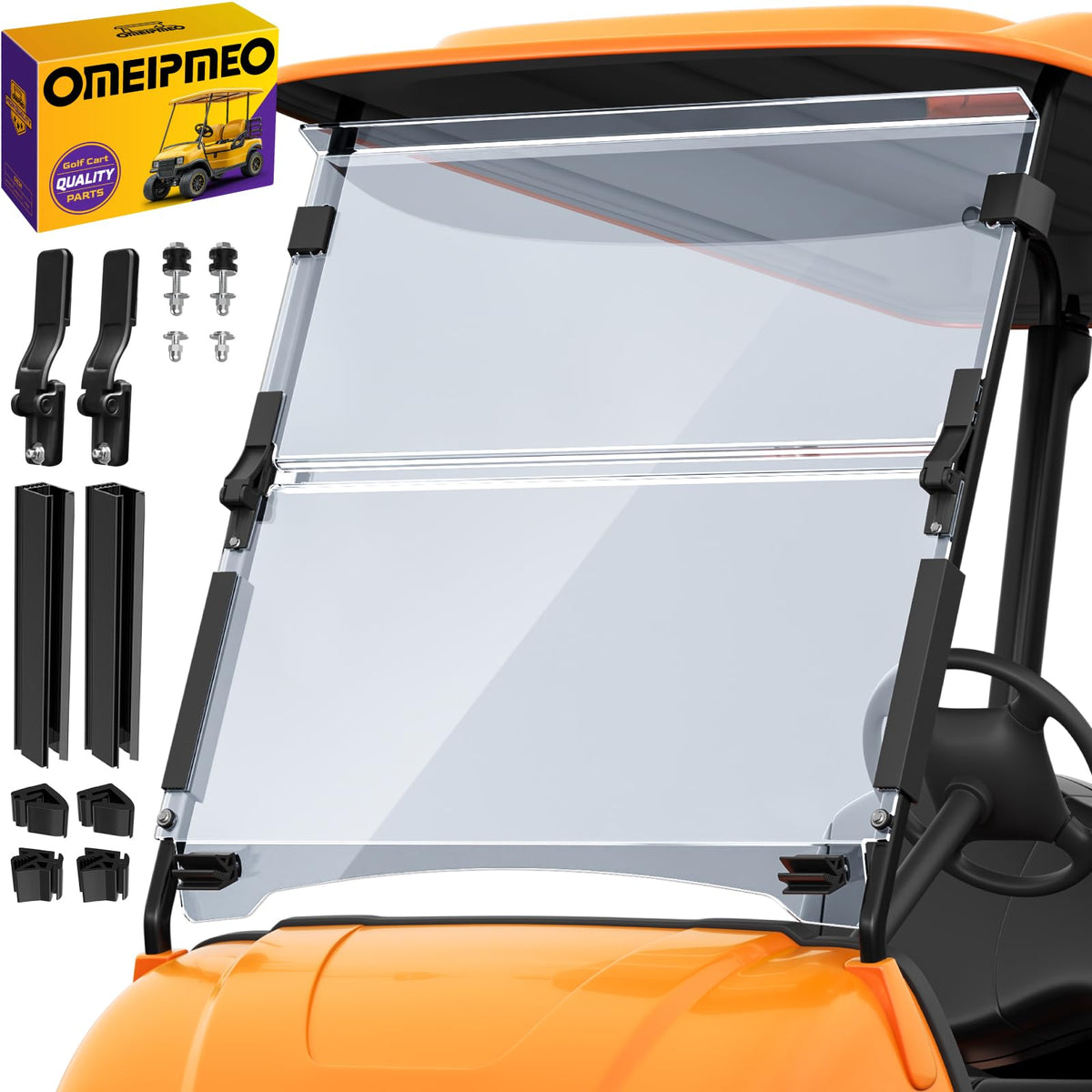 OMEIPMEO golf windshield for Yamaha G29 foldable design offers clear visibility.