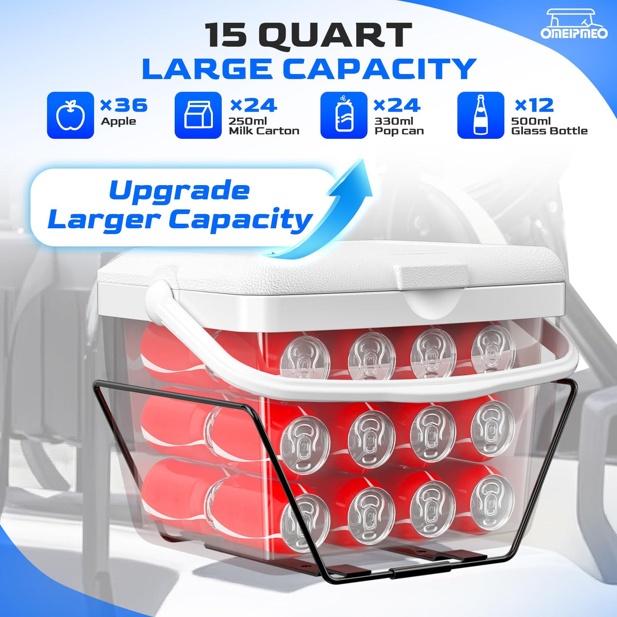 OMEIPMEO ice packs included, front view ready to extend cooling duration.
