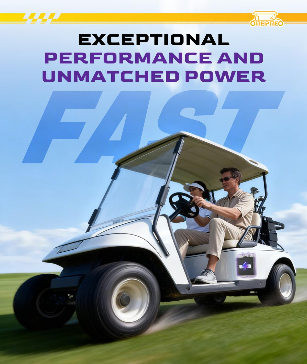 OMEIPMEO plug-and-play installation guide visual for EZGO systems