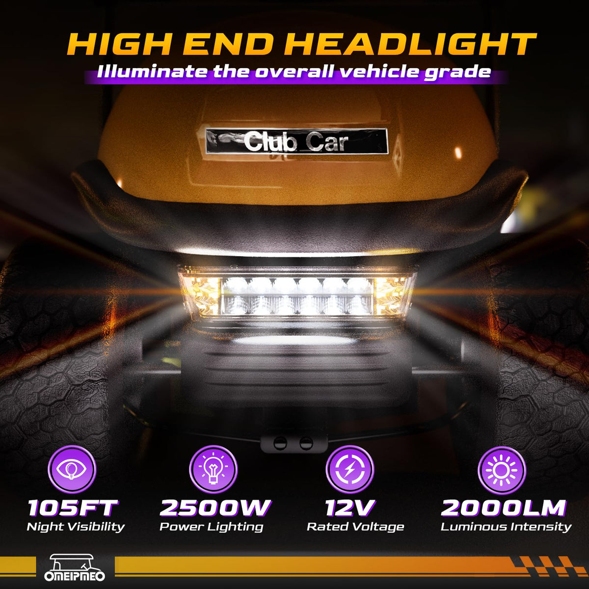 Close-up of OMEIPMEO 5000K LED chip delivering bright 2000 lumens