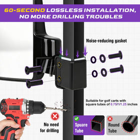OMEIPMEO no-drilling installation with included hardware for quick setup.