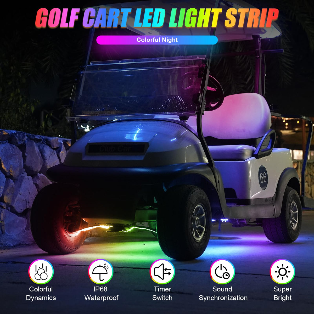OMEIPMEO RGB underbody strip offers multicolor lighting for events and mood setting.