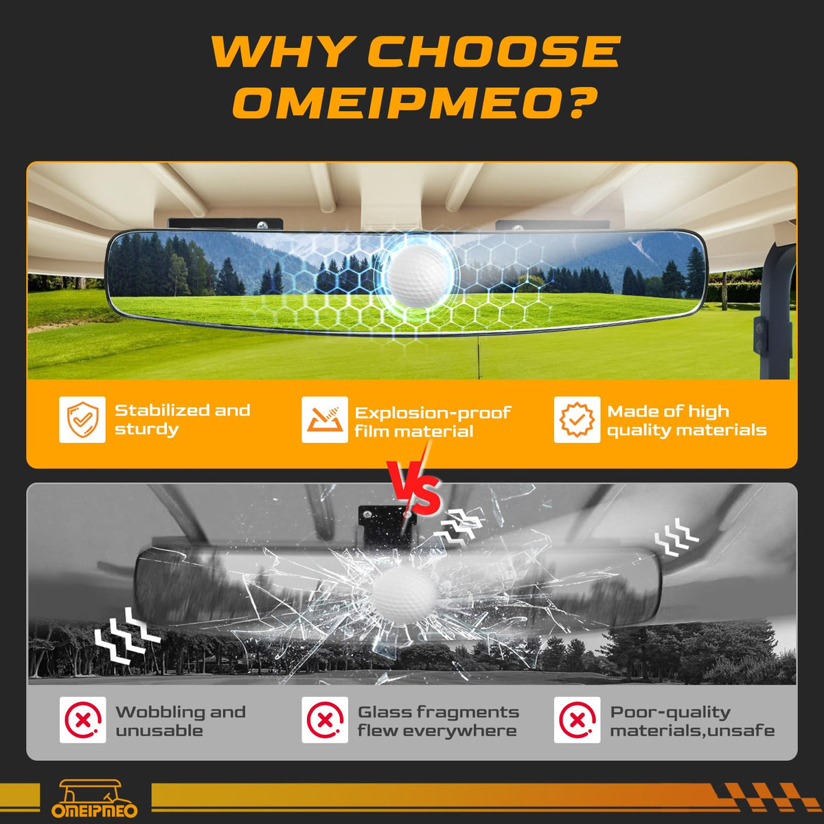 OMEIPMEO 270-degree rotatable mirror enables flexible viewing angles for full awareness.