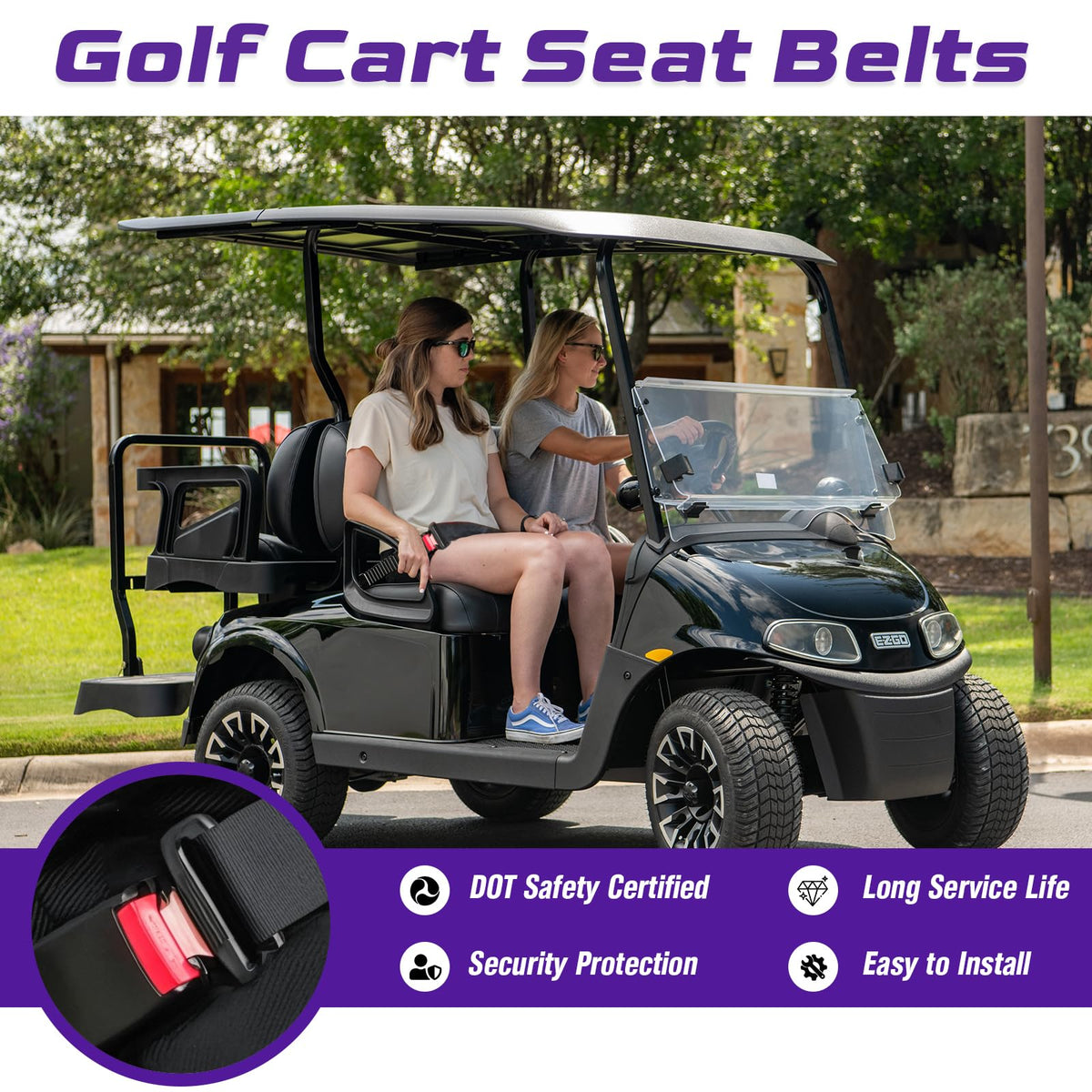 OMEIPMEO universal front and rear seat belt for Club Car EZGO Yamaha, secure passenger restraint