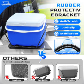 Gently placed on a golf cart during use with handles up
