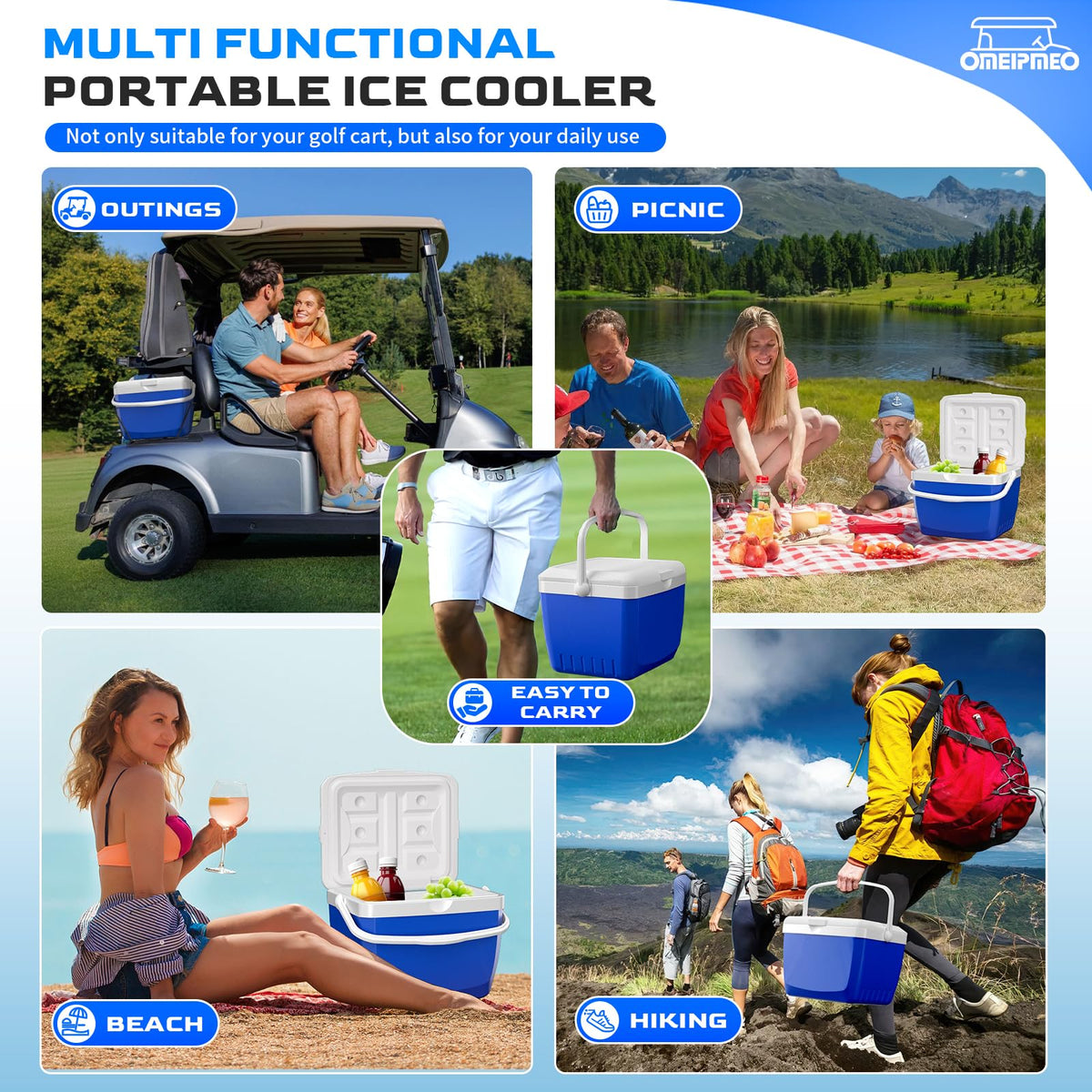 Rubber sleeves securing the cooler to prevent movement on cart