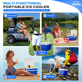 Rubber sleeves securing the cooler to prevent movement on cart