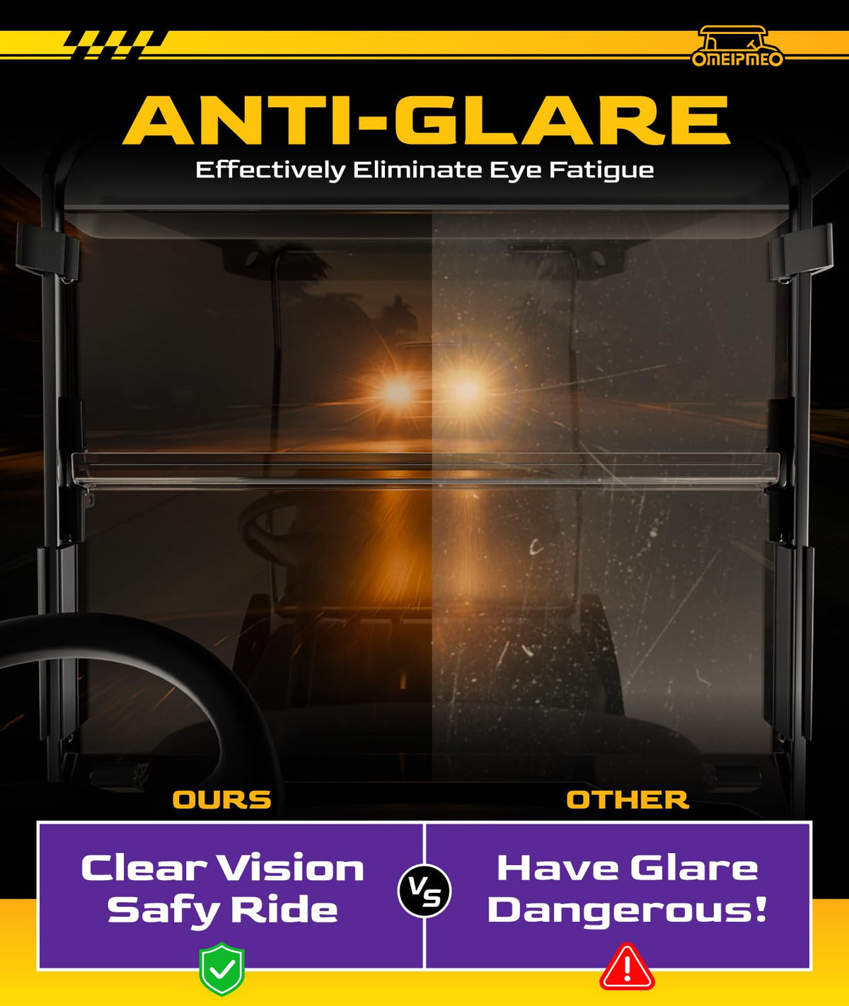 OMEIPMEO UV-protected windshield reduces sun glare during daytime rides