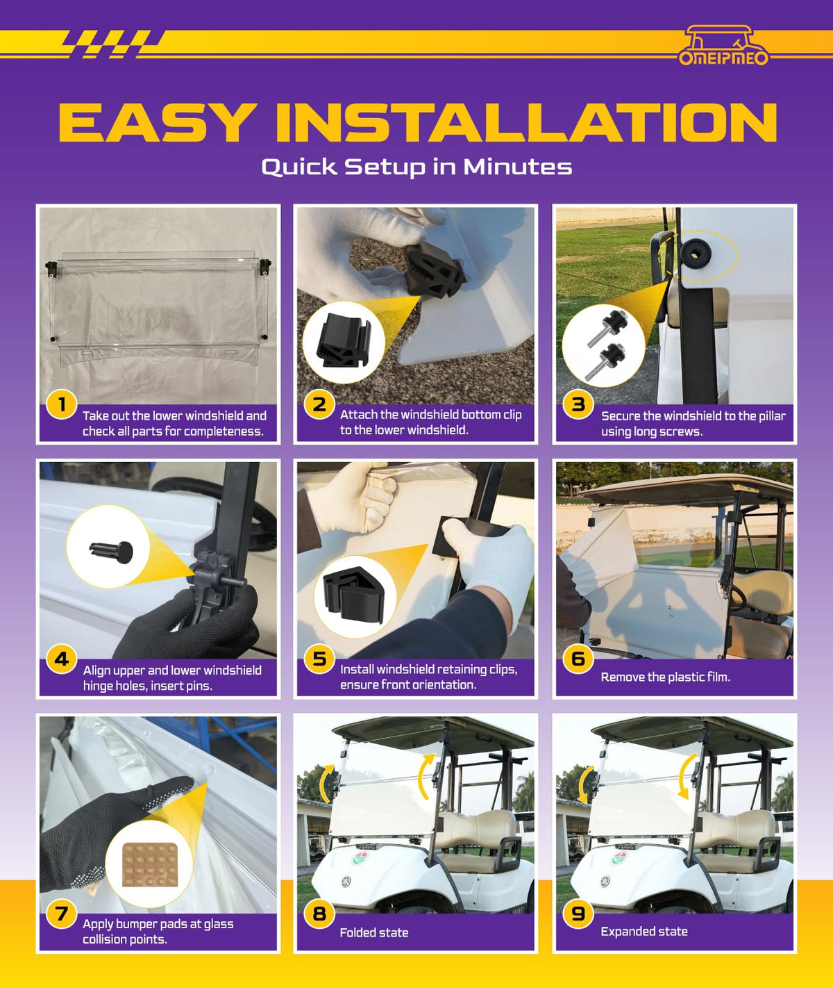 OMEIPMEO compatible windshield for 2017 and newer Yamaha Drive 2