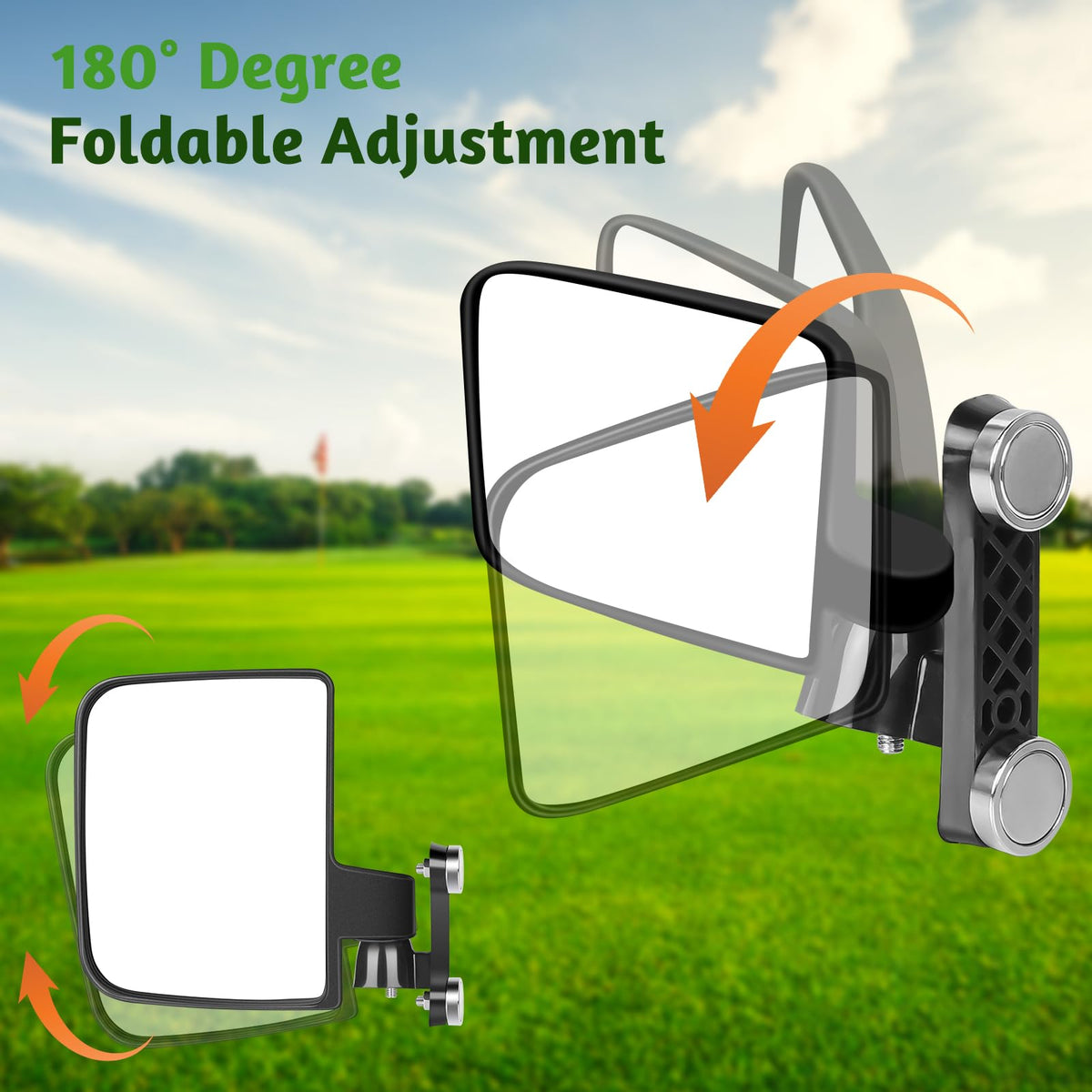 Omgro 180-degree adjustable mirror for versatile viewing angles.