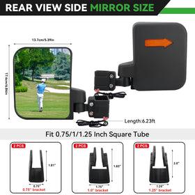 Omgro universal clip mirrors fit multiple cart models for quick setup.