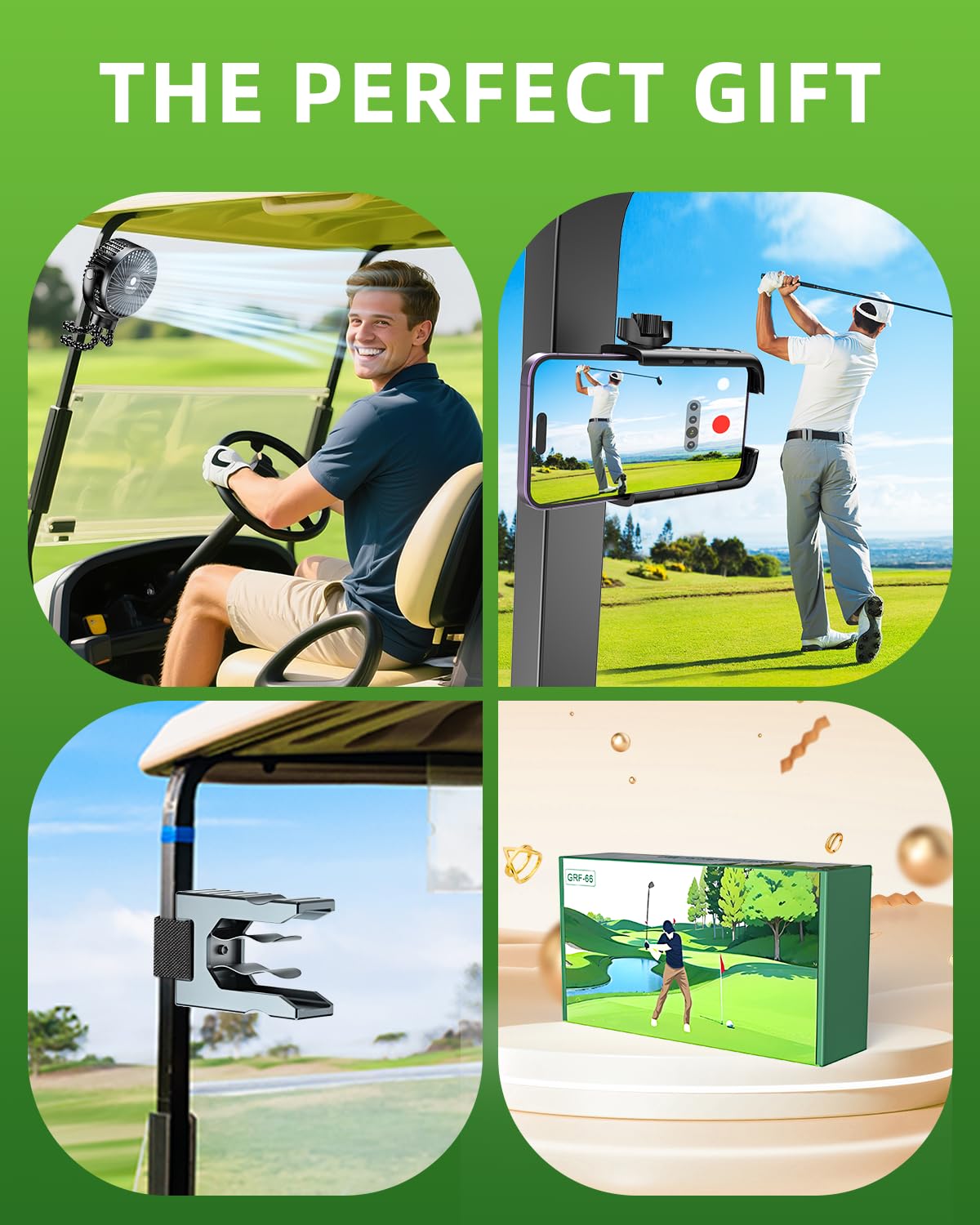 Omnqira aluminum golf cart holder clip provides hands-free convenience on the course.