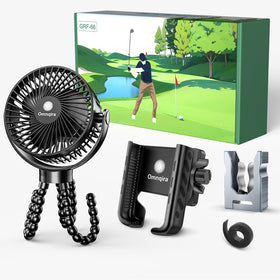 Omnqira golf cart fan 360-degree rotation for cool comfort during rounds.