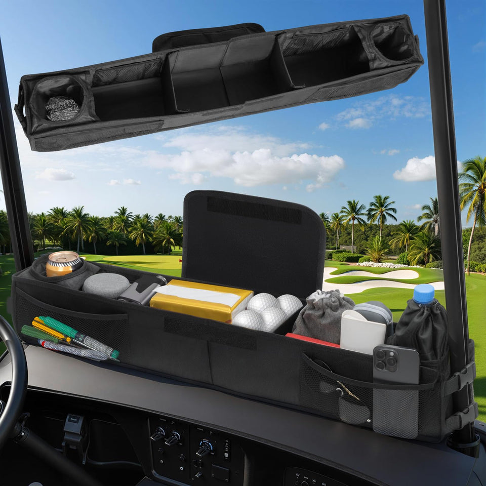 Omosando golf cart inner storage tray organizes items during rides.