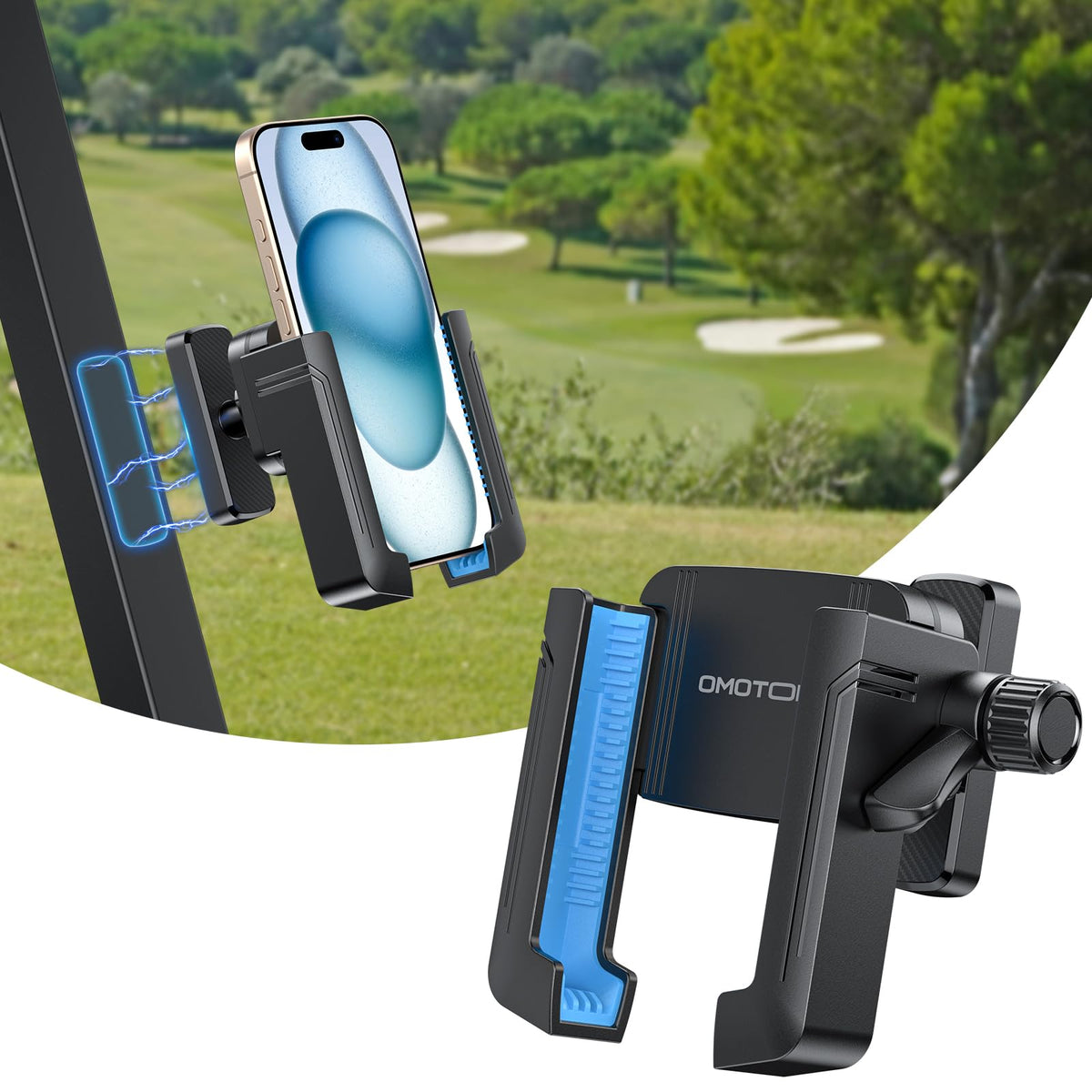 OMOTON golf-cart phone holder with magnet for secure ride