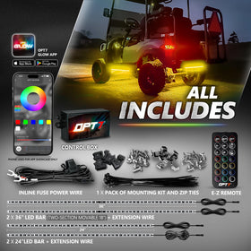 OPT7 Aura Pro music-sync mode lights with your cart’s soundtrack.