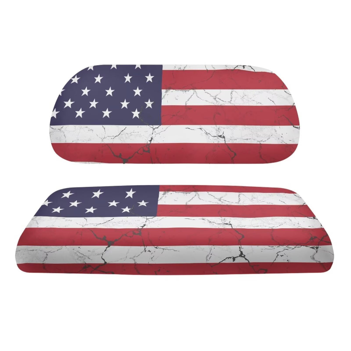 Oramclsy rear seat cover with American flag print protects seats.