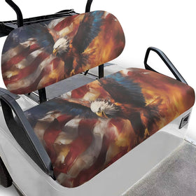 Oramclsy American Flag seat cover front view with secure fit for golf carts.
