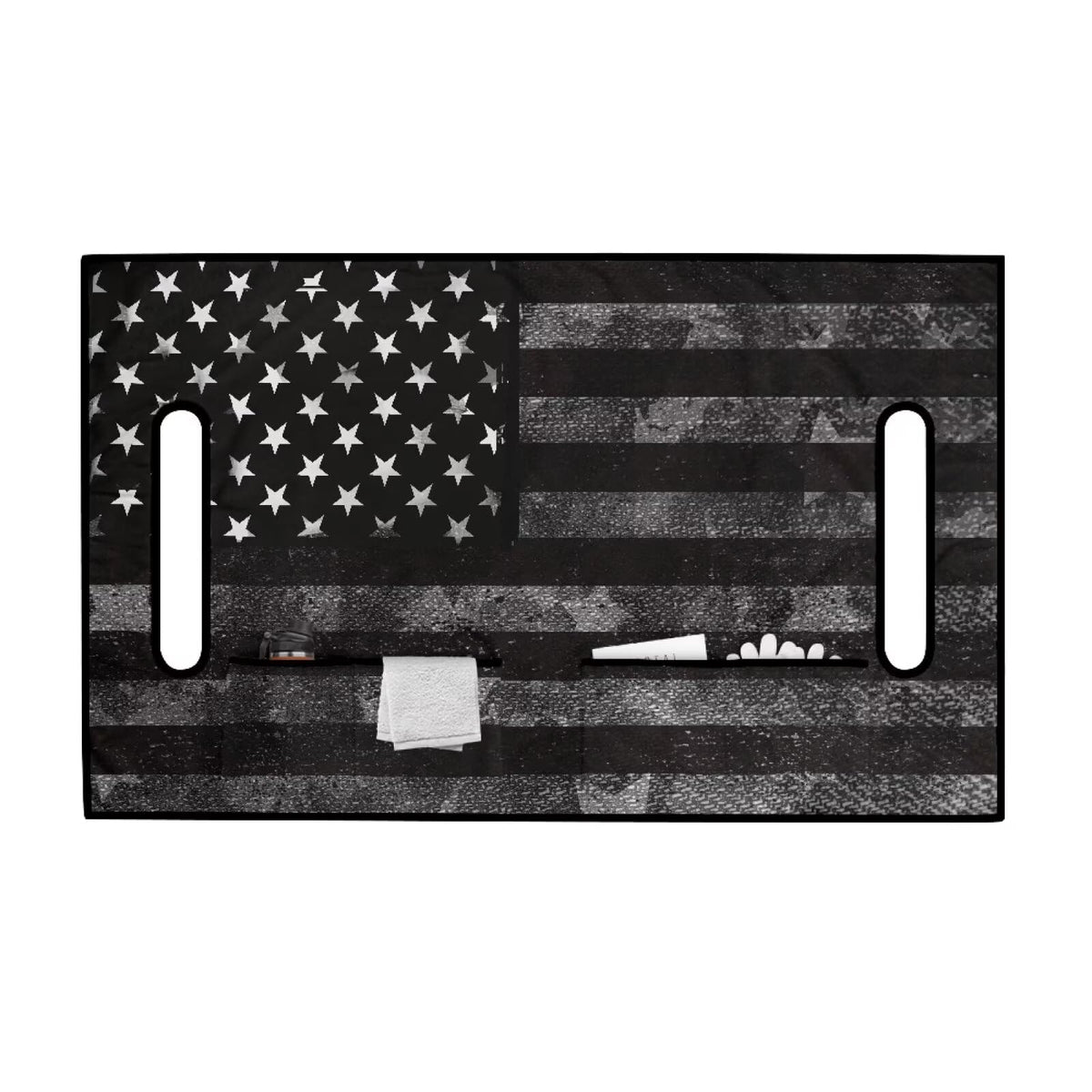 Oramclsy American Flag seat cover, side view, guards against dust and wear