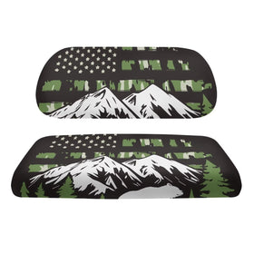 Oramclsy rear-seat cover showcases the flag design and offers spill protection