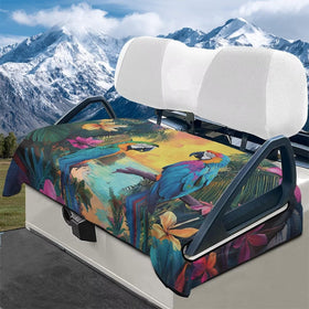Oramclsy parrot-pattern towel protects two-seat carts and adds playful flair