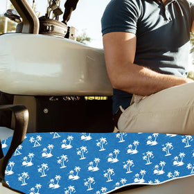 Blue tropical coconut-tree design on ORIGACH seat cover for club carts