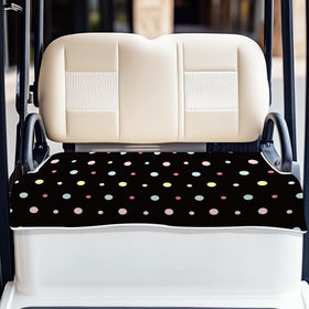Origach dark pastel polka dot seat cover on a golf cart for cooler comfort