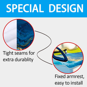 ORIGACH blue wave seat cover demonstrates cooling and dry seating during hot days