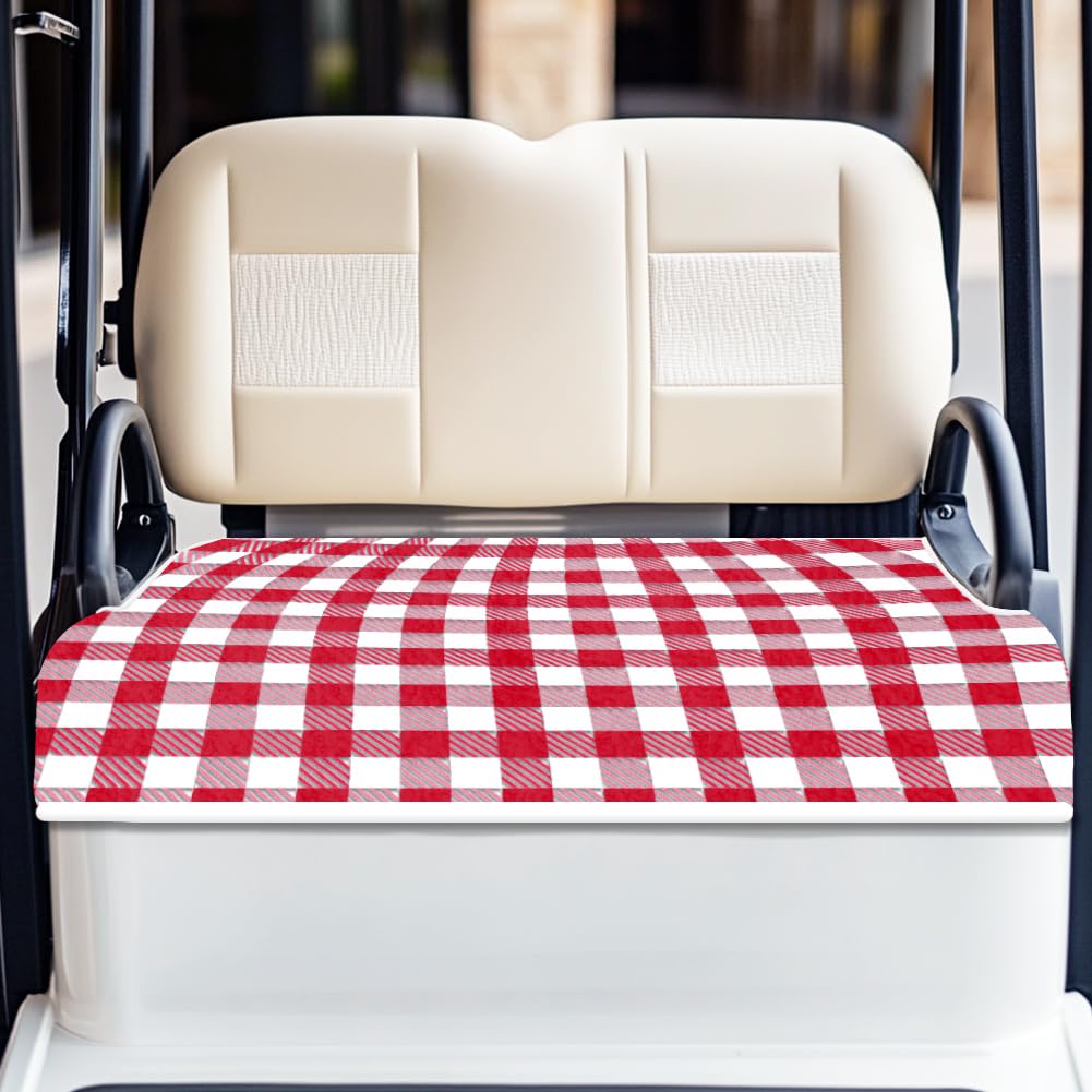 ORIGACH plaid red golf cart seat cover keeps seats stylish and protected.