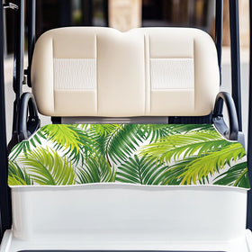 ORIGACH Lush Palm Fronds seat cover on a double golf cart seat for vibrant tropical style.