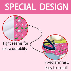 ORIGACH universal-fit seat cover installs easily over cart armrests.