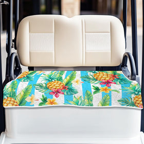 ORIGACH pineapple seat cover on a golf cart seat offering cooling comfort