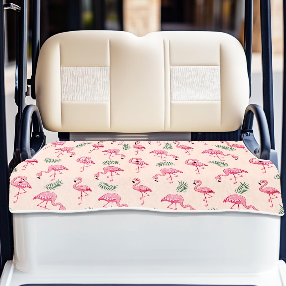 ORIGACH pink little flamingo pattern seat cover adds style and comfort on a golf cart