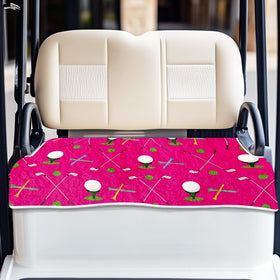 ORIGACH pink hibiscus pattern microfiber golf seat cover for style and protection