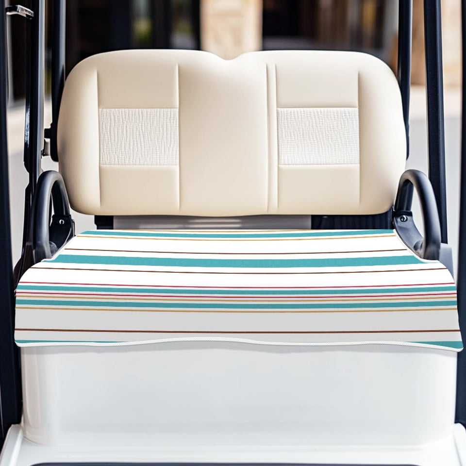Origach retro teal and red stripe seat cover adds vintage style and universal fit to golf carts