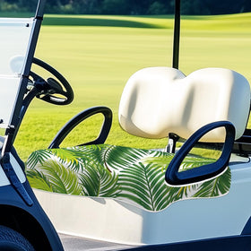 ORIGACH seat cover over golf cart armrests providing a secure universal fit.